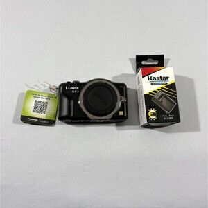 Panasonic LUMIX DMC-GF3 12.1MP Digital Camera Black Body Battery Charger Tested